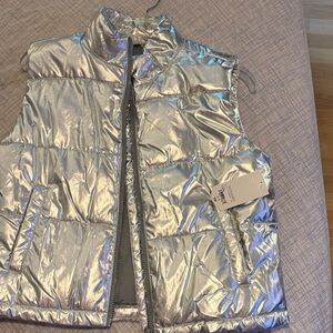 Silver Metallic Puffer Vest kids